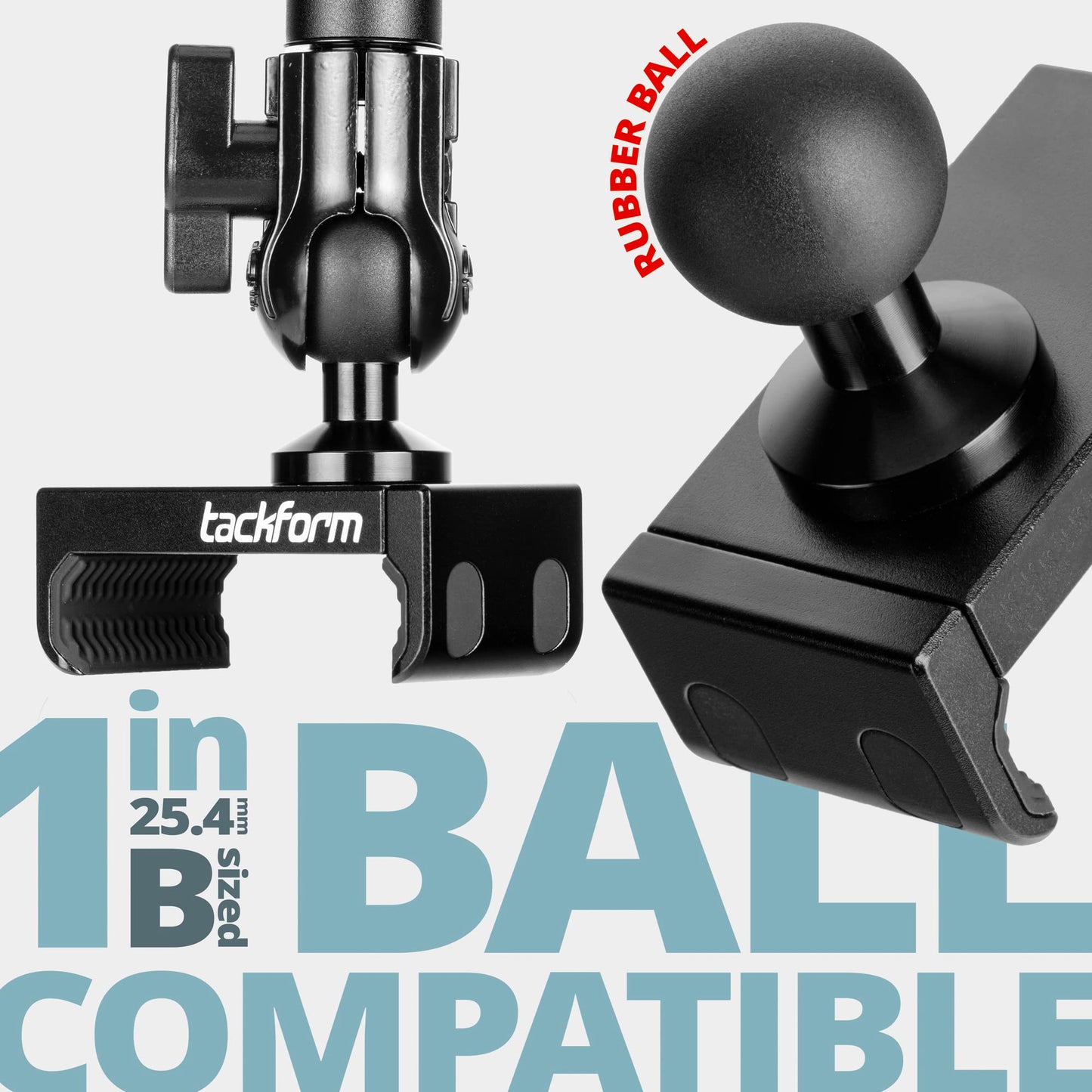 Tackform Enduro 25LITE Phone Holder - Spring Tension Optimized for in Vehicle Use, Truck and Fleet, Rock Crawling | 1" / B-Sized / 25.4mm Rubber Ball