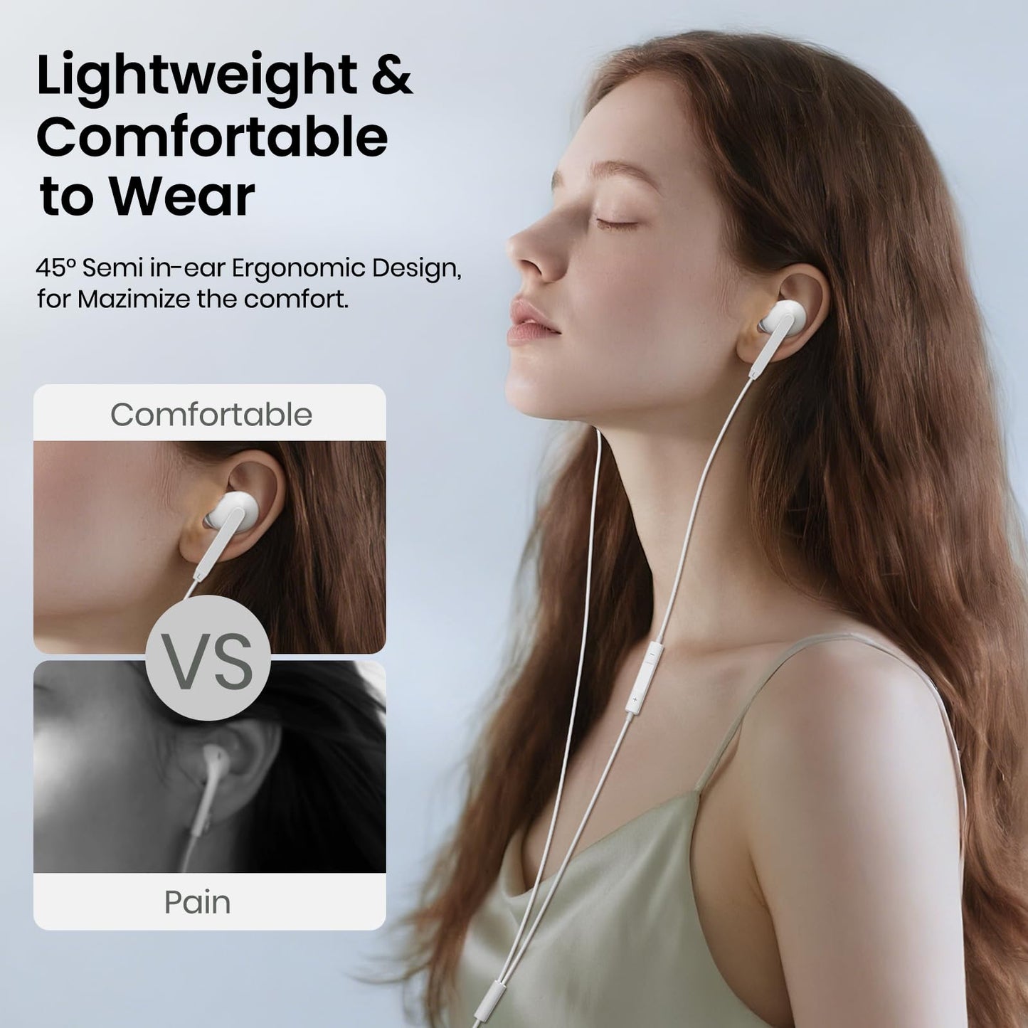 USB C Wired Earbuds,USB C Headphones Wired with Microphone for iPhone 17/16/15 Pro Max Plus, Type C in-Ear Earphones, HiFi Stereo, No Latency