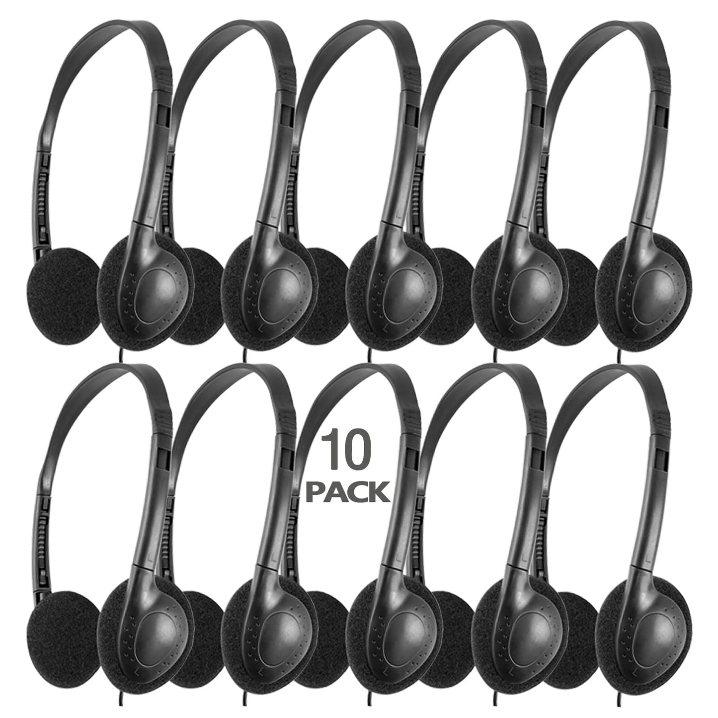 CN-Outlet Classroom Headphones Bulk 10 Pack for School,Libraries,Students,Adult, Individually Bagged Wholesale Disposable Headphones Classroom