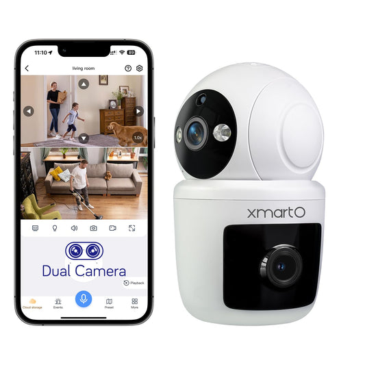 xmartO [AI Auto Track] 2K HD Auto Tracking Wireless Security Camera AC Powered, PTZ Rotation Home Camera with 2-Way Audio, Night Vision and Motion