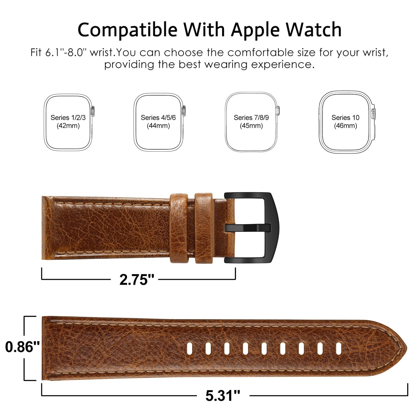 EDIMENS Braided Leather Band Compatible for Apple Watch Bands 46mm 45mm 44mm 42mm Series 1 2 3 Men Women, Retro Braided Pattern Leather Wristband