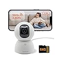 Sensforge 2.5K Indoor Pan-Tilt Dome Security Camera, 360° Coverage, AI Human & Pet Detection, Two-Way Talk, Dual-Band Wi-Fi (2.4G/5G), 64GB SD Card