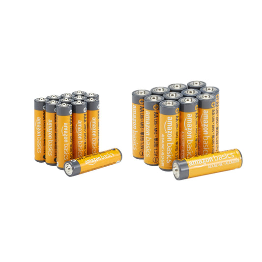 Amazon Basics 24 Count AA & AAA High-Performance Alkaline Batteries Value Pack - 12 Double AA Batteries and 12 Triple AAA Batteries