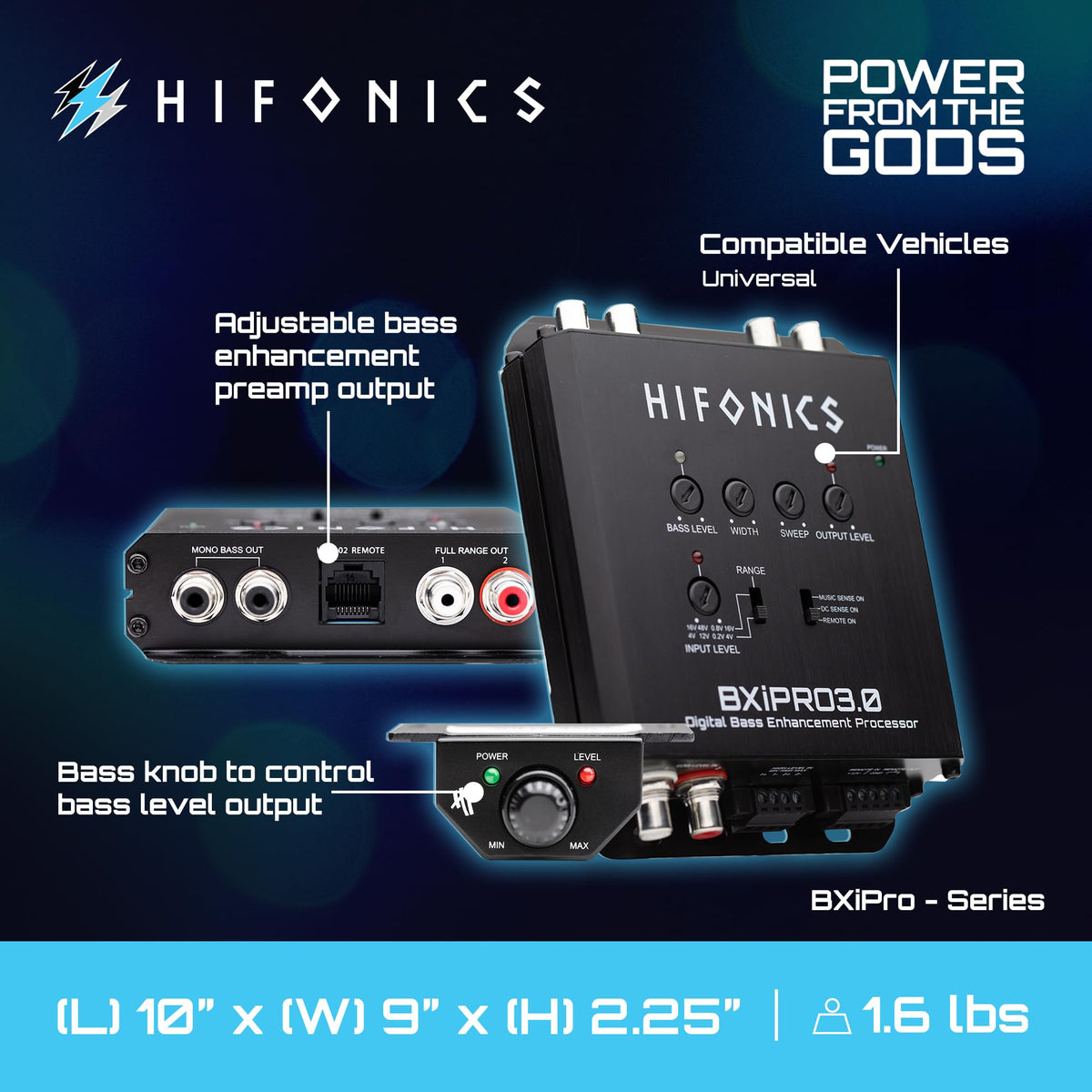 Hifonics BXiPRO3.0 Digital Bass Enhancement Processor with Dash Remote