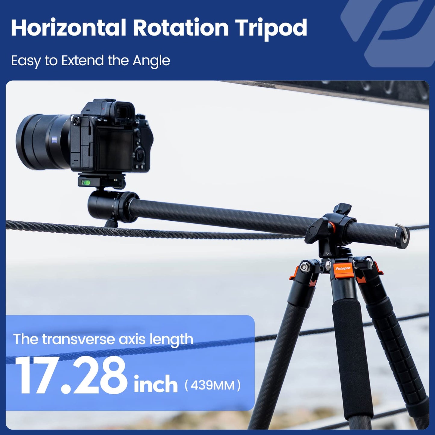 Fotopro Carbon Fiber Horizontal Tripod, 62.6 Inch 2-in-1 Camera Tripod Monopod with 360 Degree Ball Head Quick Release Plate for DSLR Video Camcorder