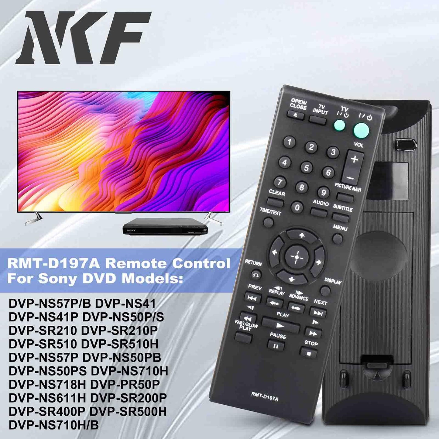 RMT-D197A for Sony DVD Player Remote: Replacement Sony DVD Remote for Sony DVP-SR510H DVP-SR210 DVP-SR210P DVP-SR510 DVP-NS57P DVP-NS710H