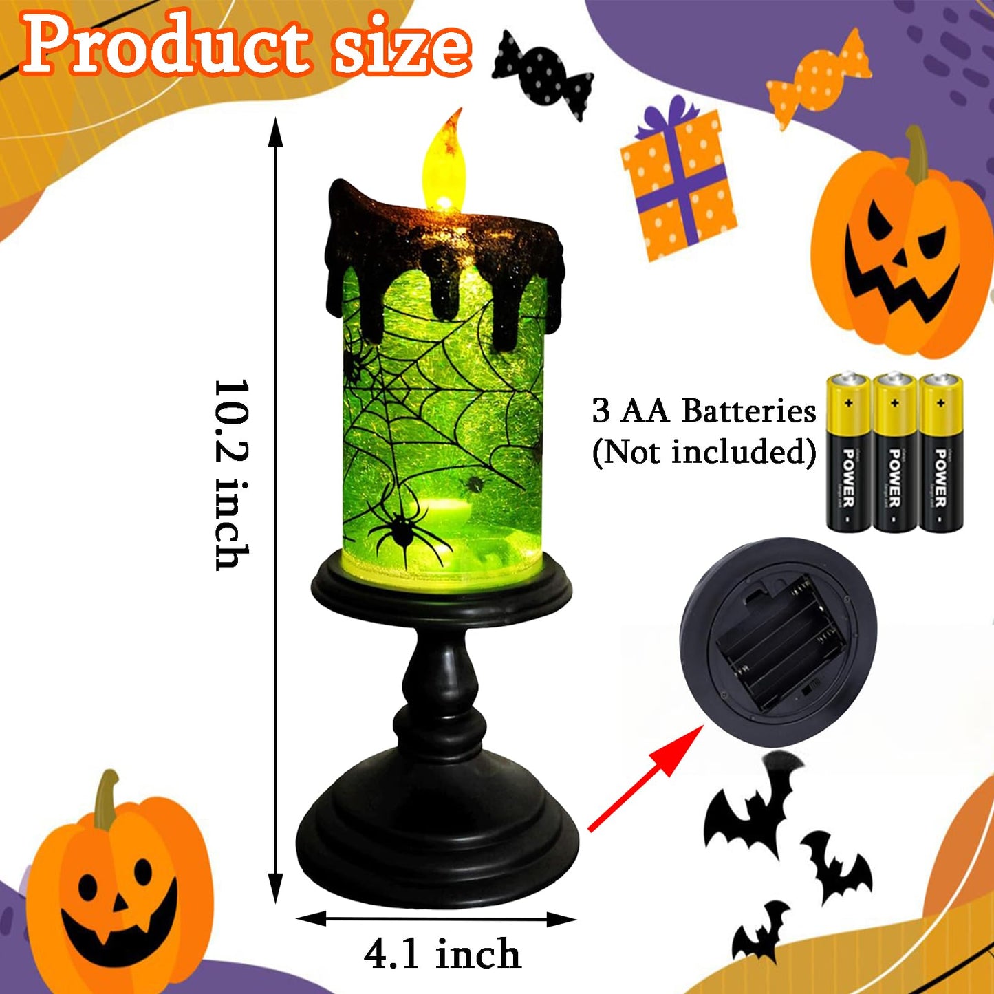 TOP COLOR TRADE 1.Halloween Snow Globe Tornado Flameless Candles Table Centerpiece for Celebration Party,Battery Operated LED Candle with 6 Hours