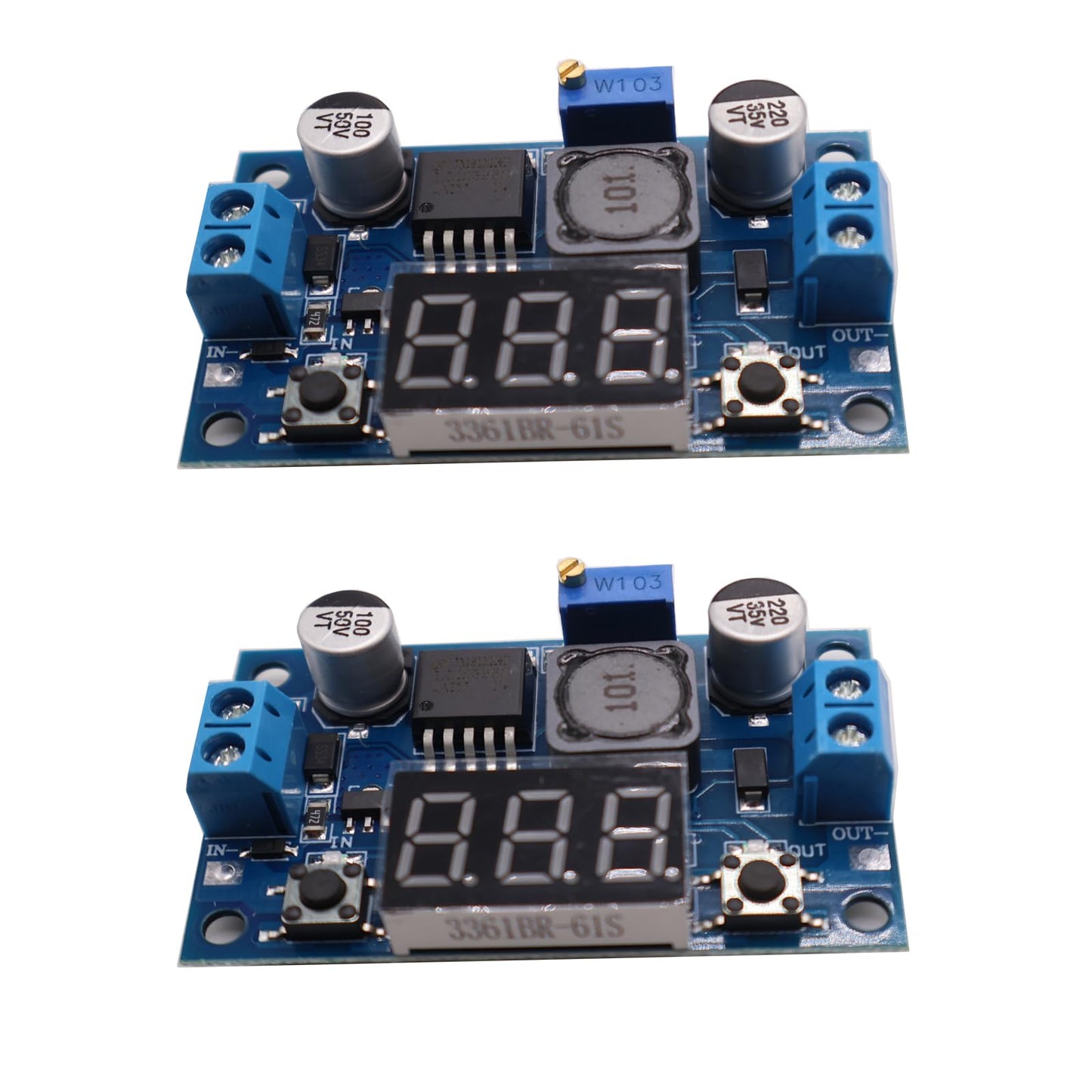 2PCS LM2596 Blue Board Double Button 2PACK LM2596 Step Down Buck Converter Adjustable Voltage Regulator DC 4-40V to 1.25-37V Buck Converter with LED…