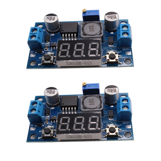 2PCS LM2596 Blue Board Double Button 2PACK LM2596 Step Down Buck Converter Adjustable Voltage Regulator DC 4-40V to 1.25-37V Buck Converter with LED…