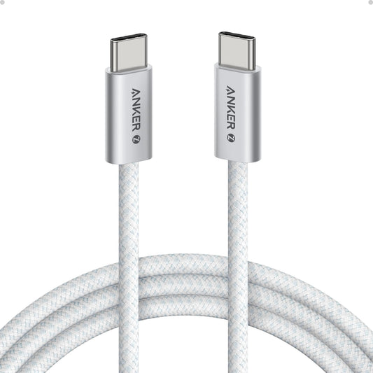 Anker Zolo USB C to USB C Cable, Braided and Dirt-Free Type-C Fast Charging Cable, Slim Connector, for iPhone 17 Series, MacBook (240W) (White, 6FT)