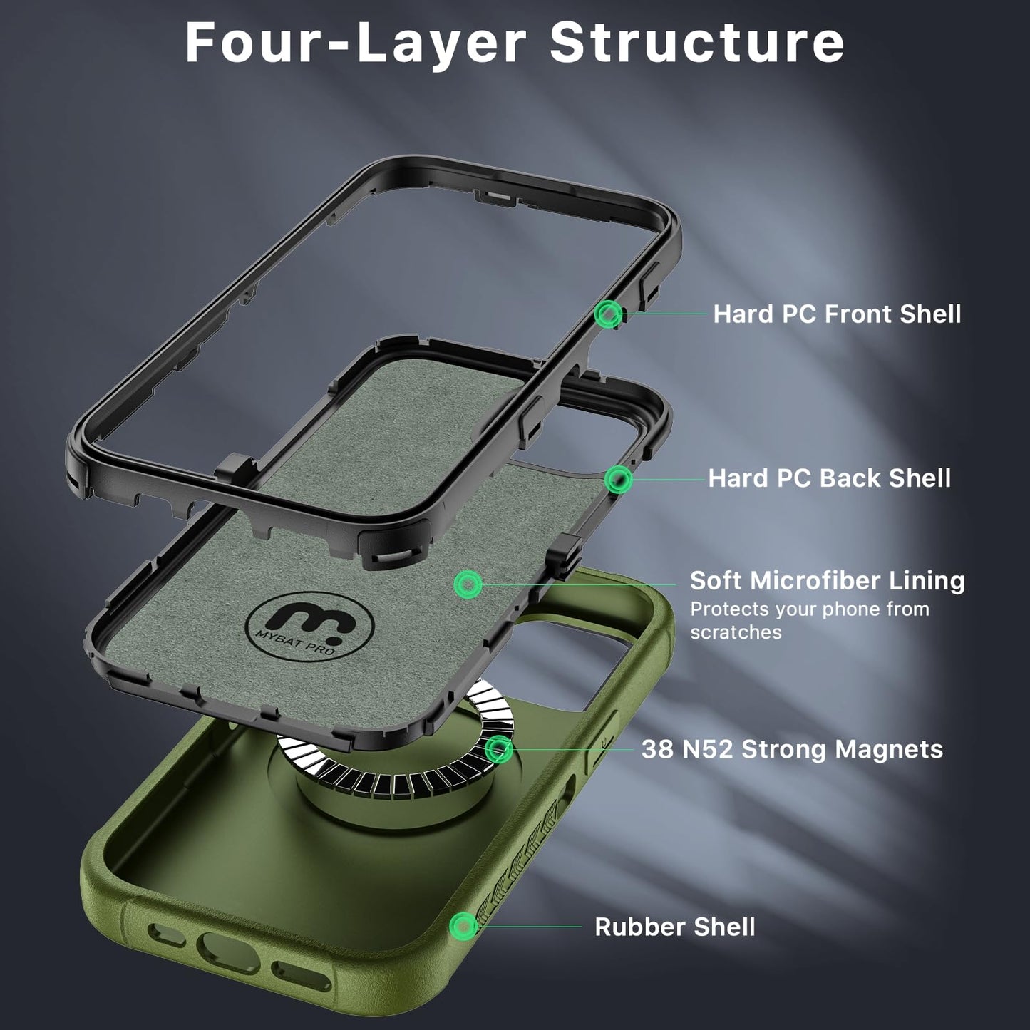 M MYBAT PRO Maverick Series for iPhone 15 Pro Max Case with Belt Clip Holster,[Compatible with Magsafe] w/Screen