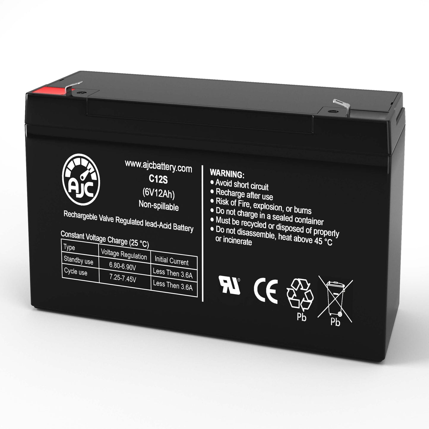 AJC Battery Compatible with Enersys NPX-50 6V 12Ah Sealed Lead Acid Battery