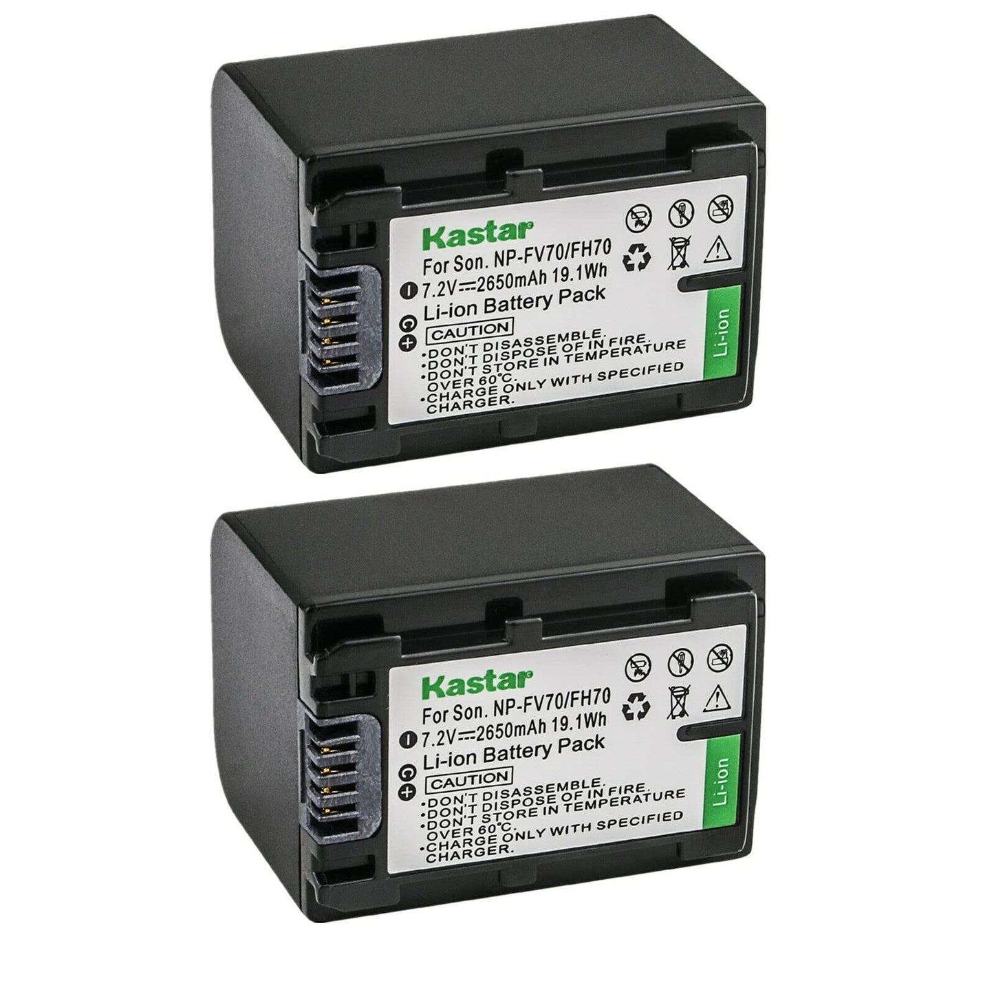 Kastar 2-Pack NP-FV70 Battery Replacement for Sony NP-FV30, NP-FV40, NP-FV50, NP-FV70, NP-FV70A, NP-FV90, NP-FV100 Battery, Sony BC-TRV, BC-VH1