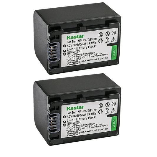 Kastar 2-Pack NP-FV70 Battery Replacement for Sony NP-FV30, NP-FV40, NP-FV50, NP-FV70, NP-FV70A, NP-FV90, NP-FV100 Battery, Sony BC-TRV, BC-VH1