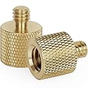 Standard 3/8"-16 Female to 1/4"-20 Male Tripod Thread Reducer Screw Adapter (Brass) Precision Made (2 Pack)