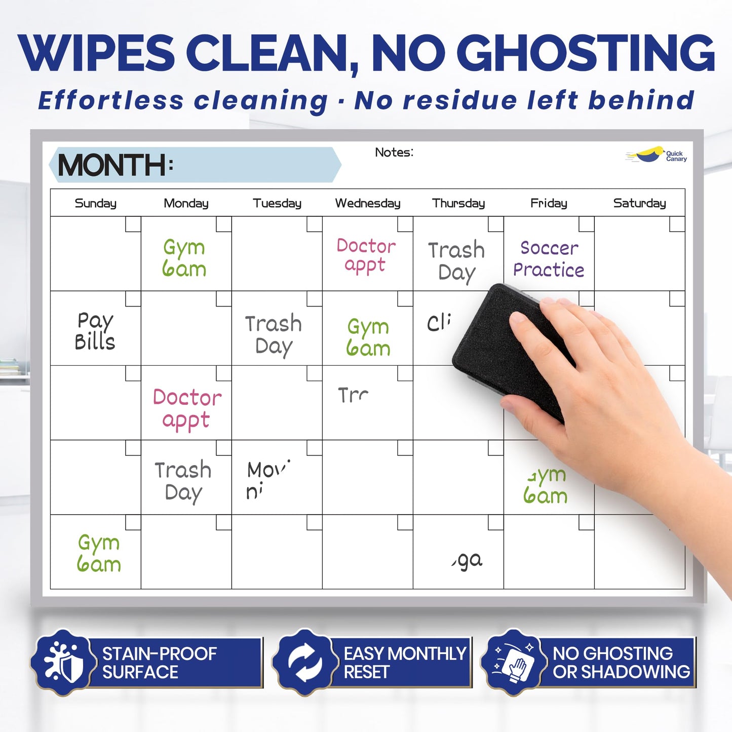 Monthly Magnetic Calendar for Refrigerator, 17x12"