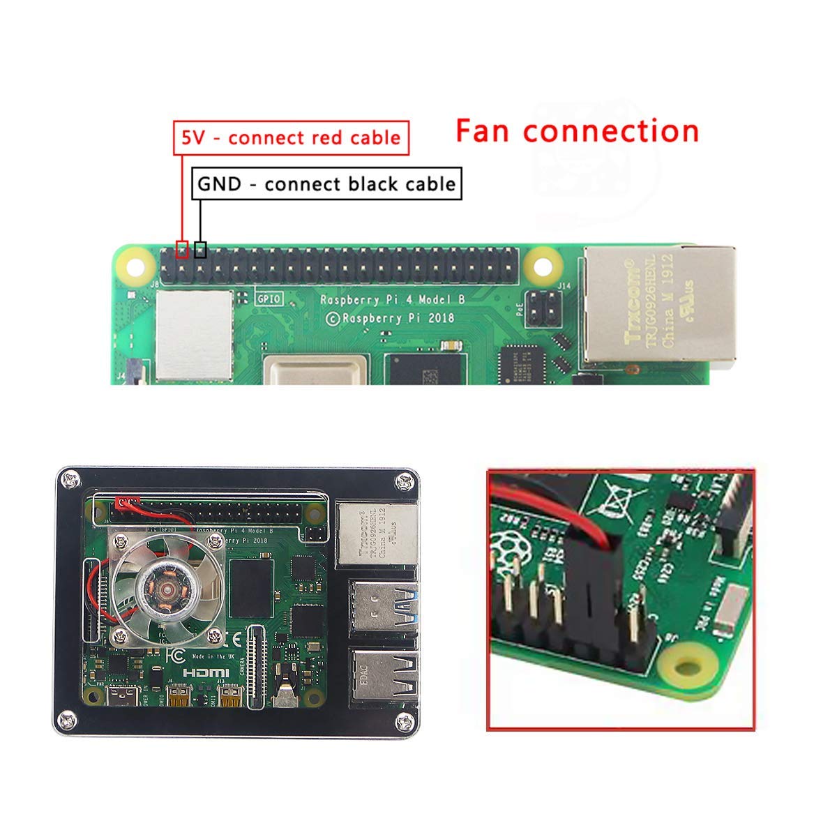 MakerFocus 2pcs Raspberry Pi 4B Fan, Raspberry Pi Cooling Fan DC Brushless CPU Quiet LED Cooling Fan 30mm x 30mm Fan Cooler Radiator 5.0V