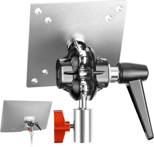 NEEWER Monitor Mount Adapter with VESA Mount, Aluminum Alloy Light Stand Adapter Dual 360° Ball Joint M4 Screw & 5/8" Receiver for Impact Screen