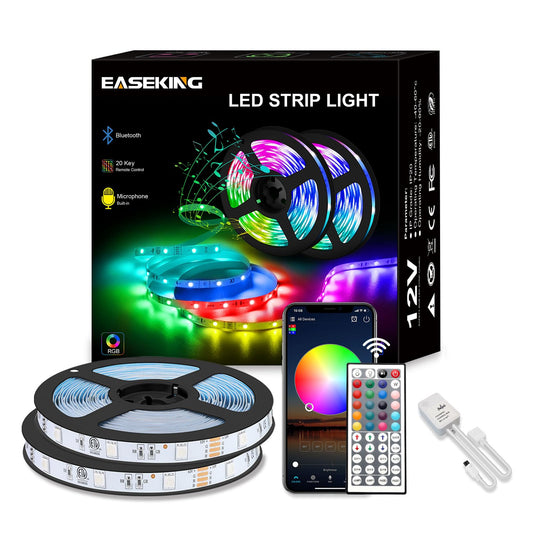 easeking LED Strip Lights Music Sync - Color Changing Light Strip for Bedroom LED Lights for Home Decorative Christmas Wedding Party and Holiday