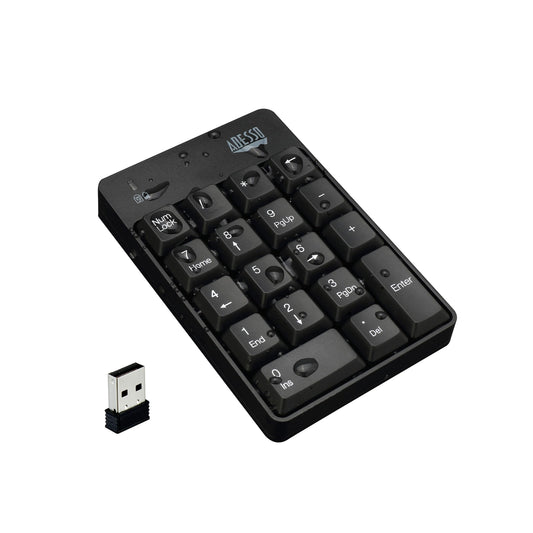 Adesso WKB-6010UB - Wireless Spill Resistant 18-Key Numeric Keypad Number Pad, Black