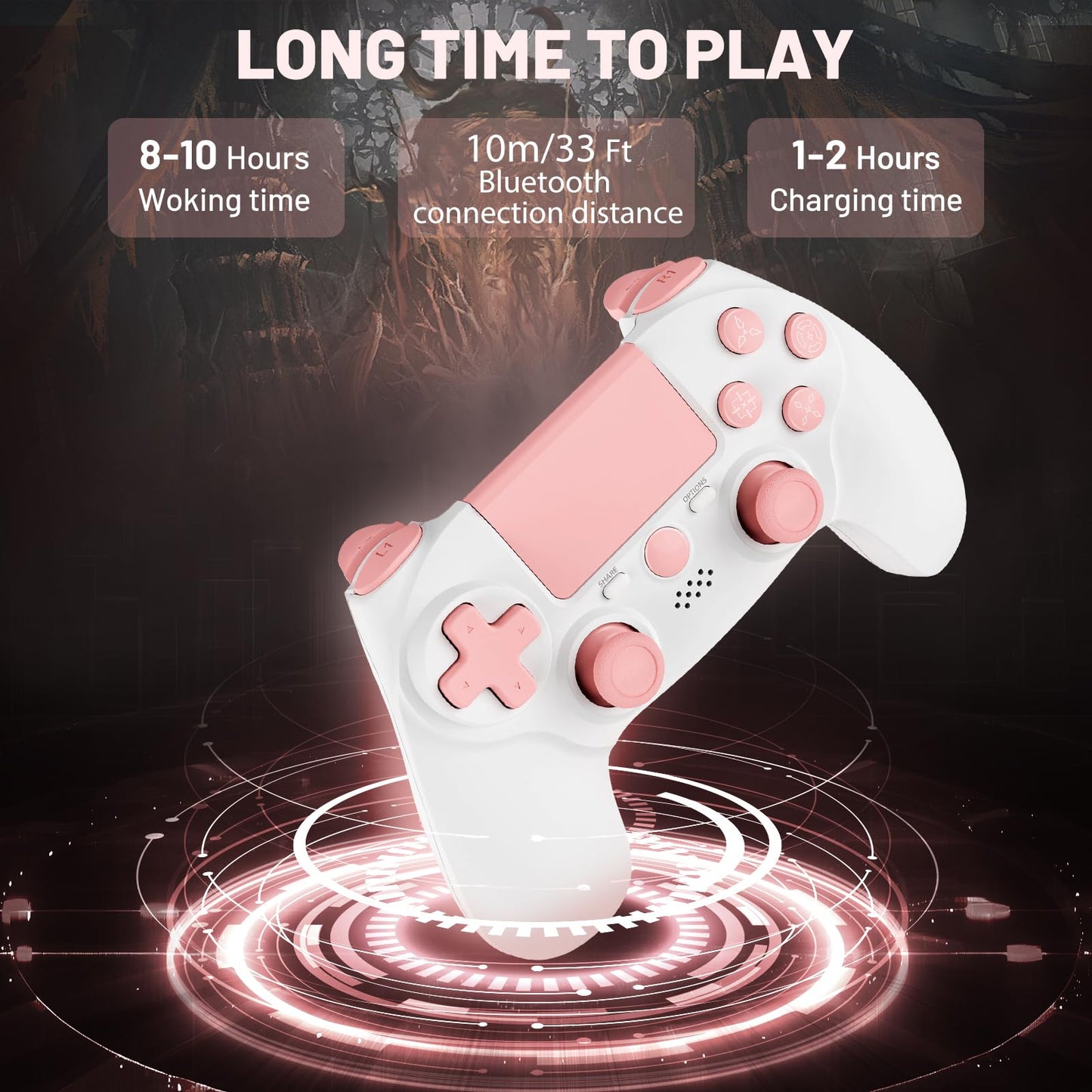 linhugame Controller wireless for ps4,Compatible with PS4/Slim/Pro/PC/IOS?With USB-C Cable/800mAh Battery/6-Axis Gyro/3.5mm Audio Jack/Multi Touch