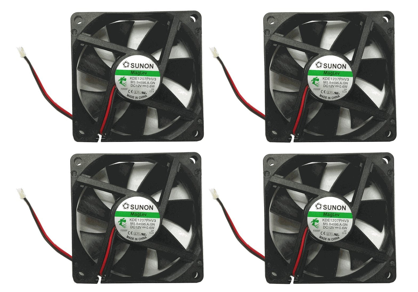 Sunon 70x70x15mm KDE1207PHV3 2Pin/2Wire 12v Low Speed Fan (4 Pack)