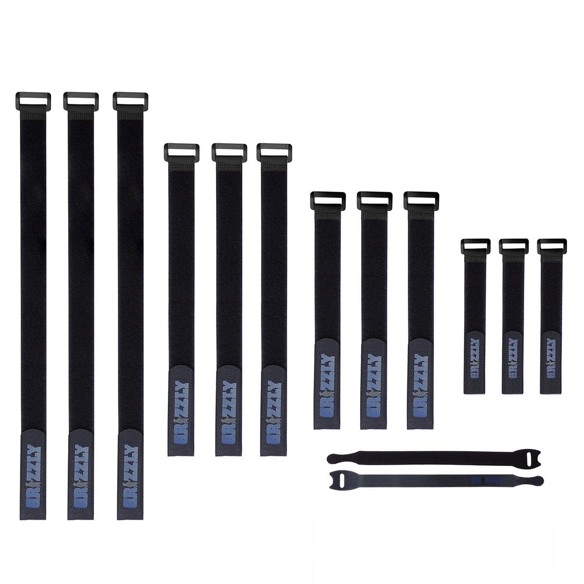 Officewerks Reusable Fastening Cable Straps and Ties, Variety Sizes (8"-12"-15"-20") Assorted 12 Pack, Black Nylon, Adjustable Multi-Purpose Hook