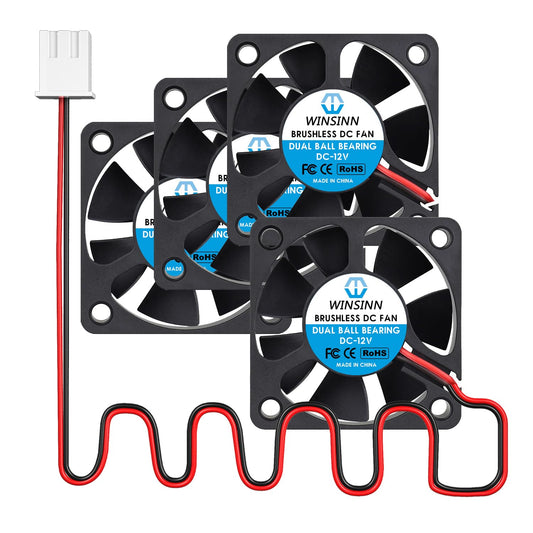 WINSINN DC 50mm Fan 12V 5020 Dual Ball Bearing Brushless Cooling 50x20mm 2PIN (Pack of 4Pcs)