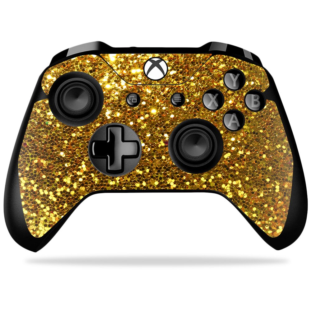 MightySkins Skin Compatible with Microsoft Xbox One X Controller - Gold Dazzle | Protective, Durable, and Unique Vinyl Decal wrap Cover | Easy