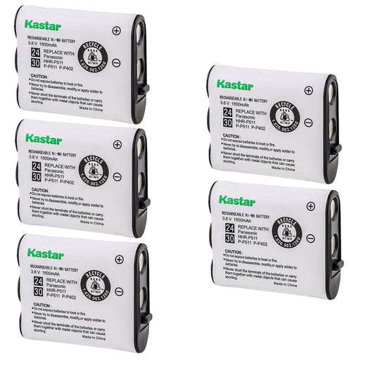 Kastar HHR-P511 / HHR-P402 Battery (5-Pack), Type 24/30 NI-MH Rechargeable Cordless Telephone Battery 3.6V 1800mAh, Replacement for Panasonic