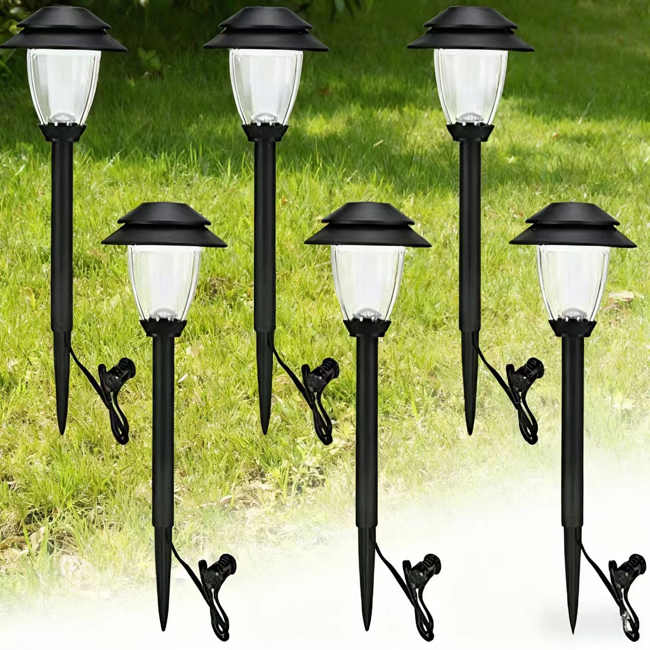 HECARIM 6 Pack Low Voltage Pathway Lights - Waterproof Outdoor Landscape Lighting, Super Bright LED Garden Lights for Walkway, Energy-Saving 5V