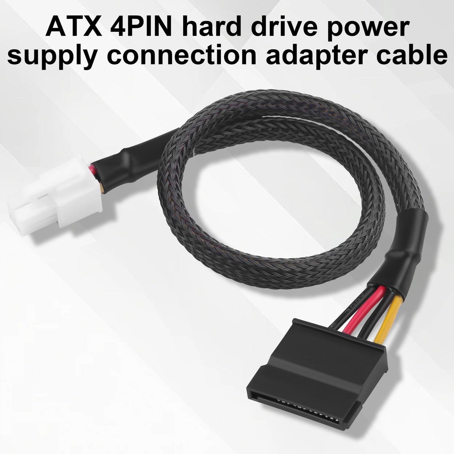 ELFJMZP ATX 4 Pin to SATA Power Adapter Cable for Q77 Q75 E450 E350 D510 Motherboard, 18AWG Braided Sleeves, Compatible with HDD SSD Liquid CPU Cooler