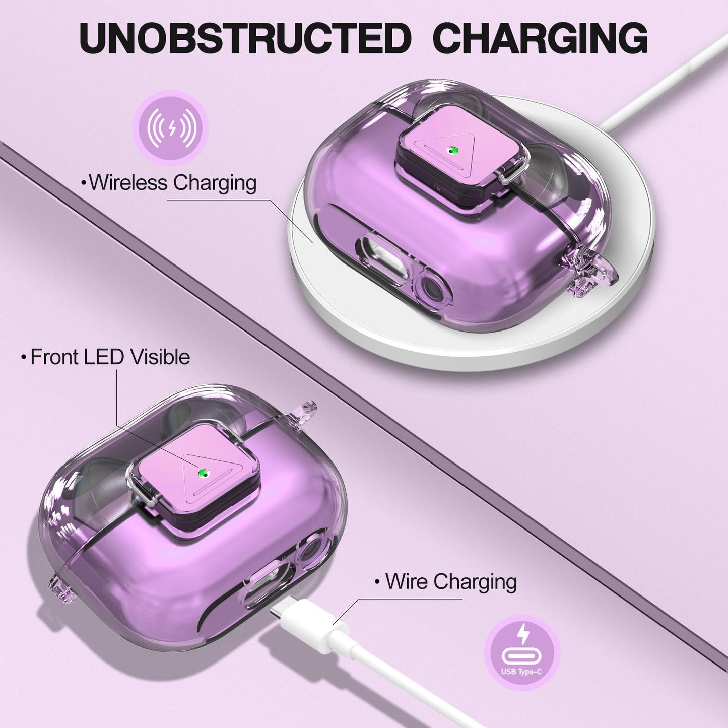 for Samsung Galaxy Buds3 FE (2025) / Buds3 Pro (2024) / Buds 3 Case (2024) with Secure Lock Clip, Flexible TPU Clear Case with Cleaner