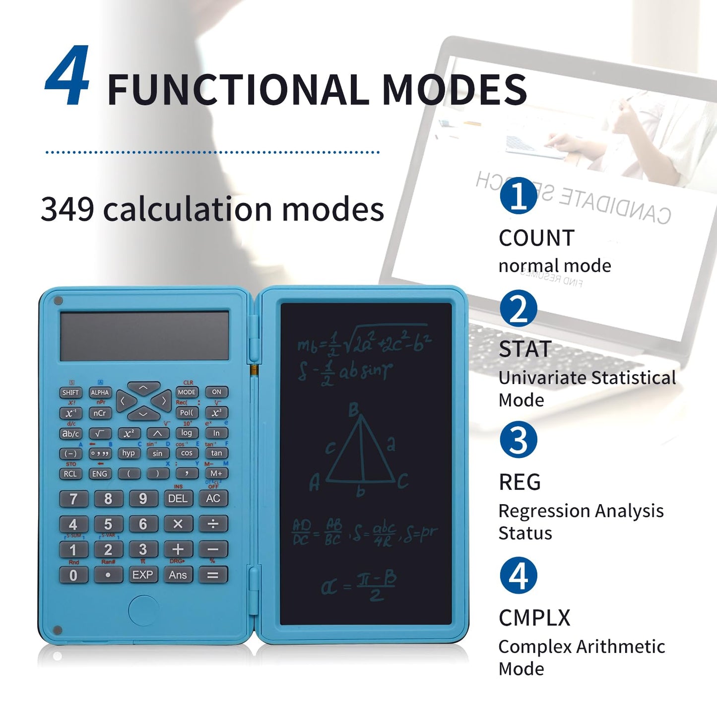 Basic Calculator Notepad with 6.5 Inch LCD Writing Tablet, Rechargeable, Lock Button and E-Pen,12 Digit Display, Also Inkless Drawing/Memo