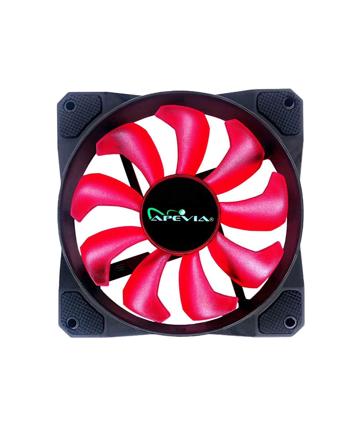 APEVIA CO212L-RD Cosmos 120mm Red LED Ultra Silent Case Fan w/ 16 LEDs & Anti-Vibration Rubber Pads (2 Pk)