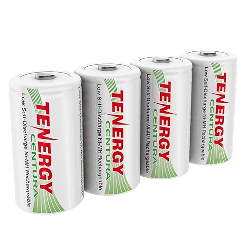 Tenergy Centura 1.2V NiMH Rechargeable D Battery, 8000mAh Low Self Discharge D Cell Batteries, Pre-Charged D Size Battery, 4 Pack, UL Certified