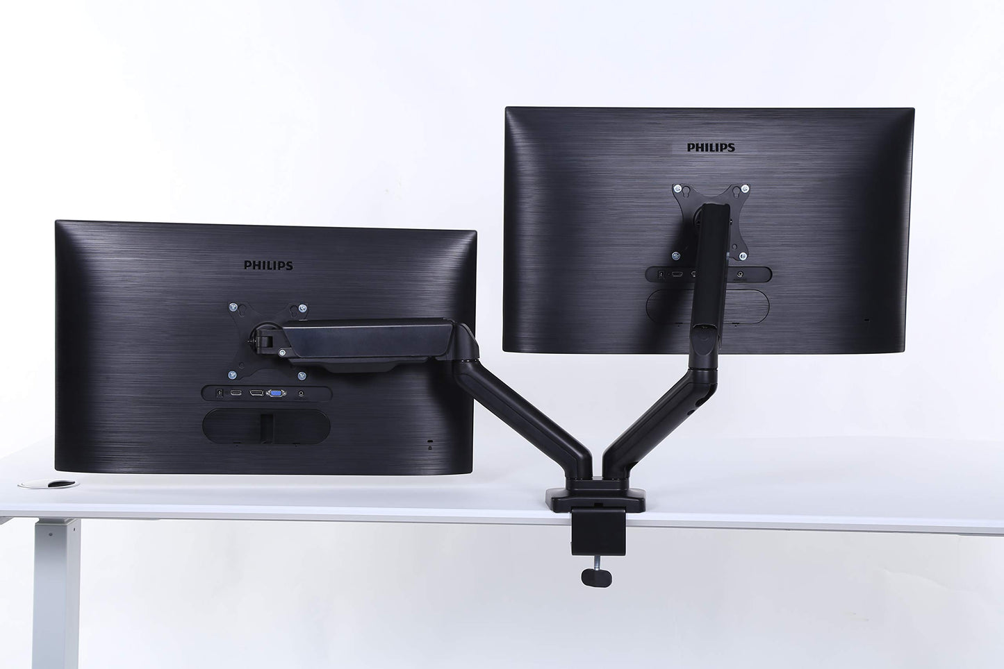 ApexDesk Dual Monitor Arm Desk Mount - Adjustable Height Gas Spring - VESA Mount with C Clamp & Mounting Base - Computer Monitor Stand for Screen up