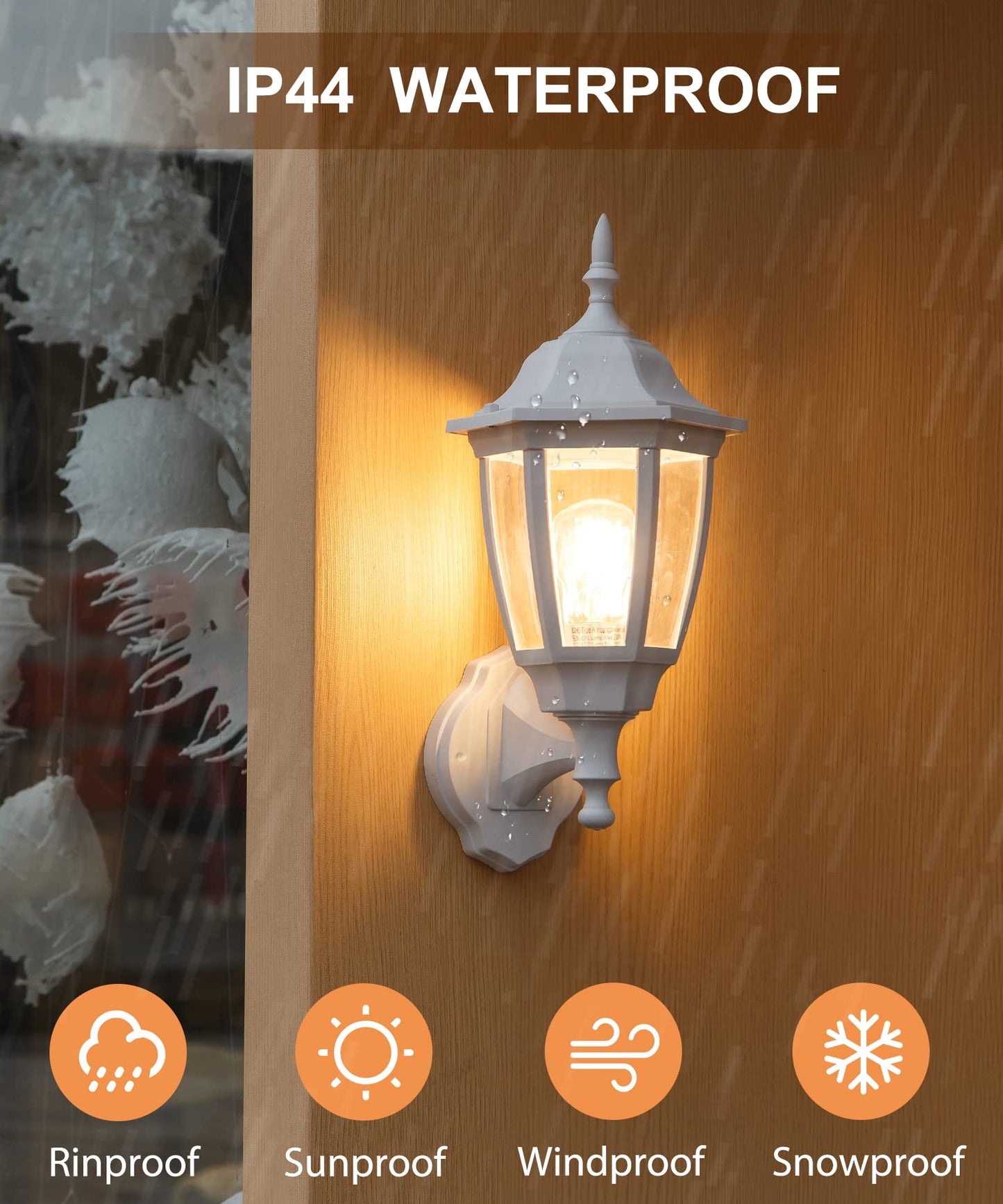 FUDESY Outdoor Wall Lantern, Exterior Waterproof Wall Sconce Light Fixture, White Front Porch Light Wall Mount for Garage, Patio, Yard, FDS2542EW
