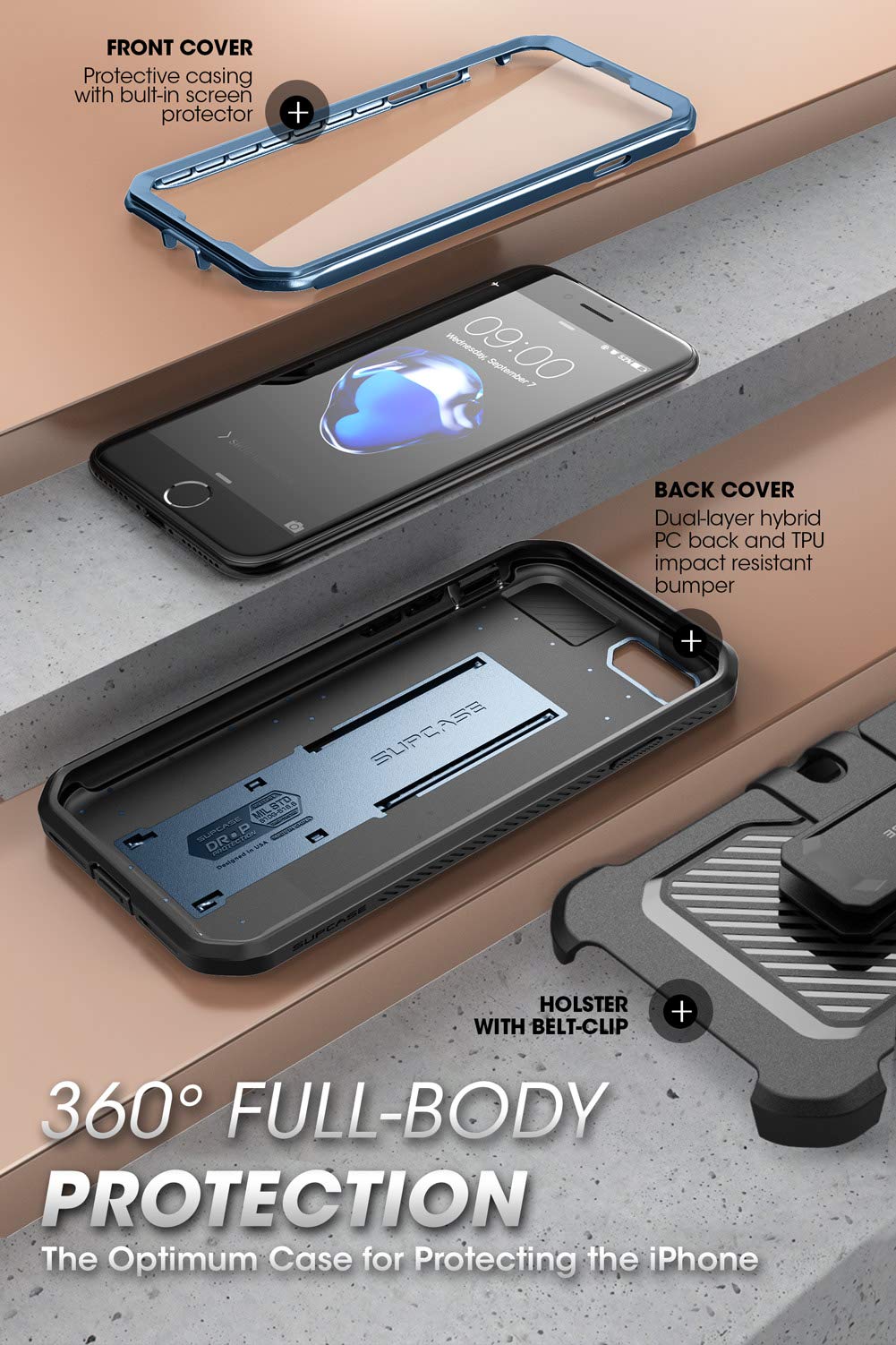 SUPCASE for iPhone SE 3rd Generation / iPhone SE 2nd Generation / iPhone 7/ iPhone 8 Case (Unicorn Beetle Pro), with Screen Protector & Stand
