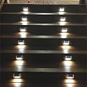 Solar Lights Outdoor Waterproof Deck Light, Solar Stair Lights Outside LED Step Lighting Stainless Steel for Paths Patio Garden Yard, Pack of 6
