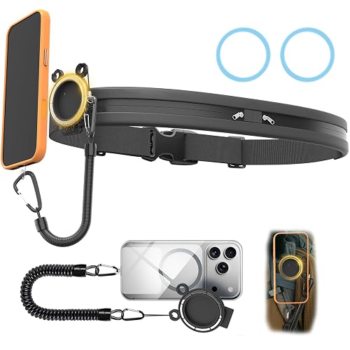 Upgraded N52 Magnetic Phone Holder with Universal Elastic Running Belt for Backpacks/Waist Bag Travel, Hiking, Rock Climbing, and Photography, Fits