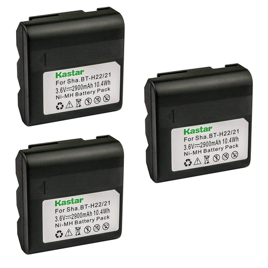 Kastar 3X BT-H22 Battery 3.6V 2900mAh Replacement for Sharp VL-H800U, VL-H800DU, VL-H850, VL-H850S, VL-H850U, VL-H4200, VL-H4200S, VL-H420H, VL-H420S