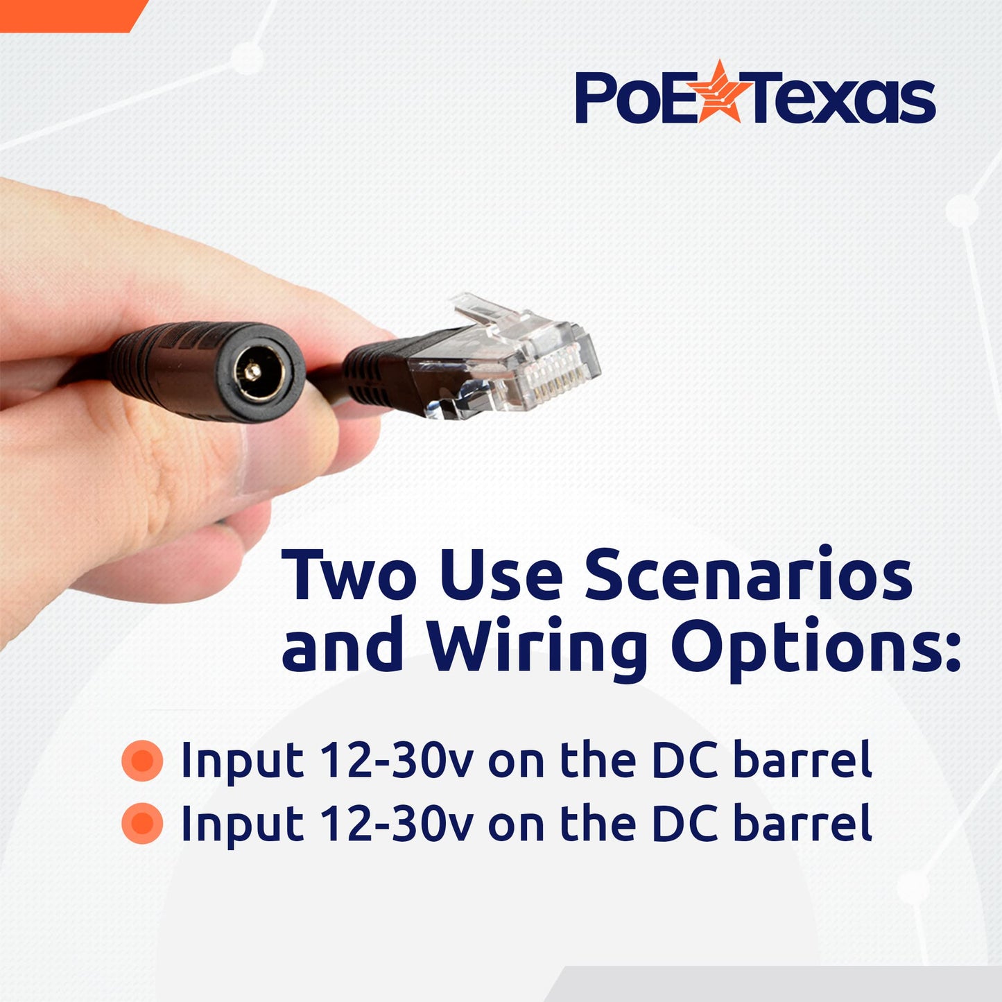 PoE Texas Power Over Ethernet Inline Converter Injector for 12 Volt and Solar to POE Conversions - Convert 12-30v to PoE with Gigabit Data - Instantly