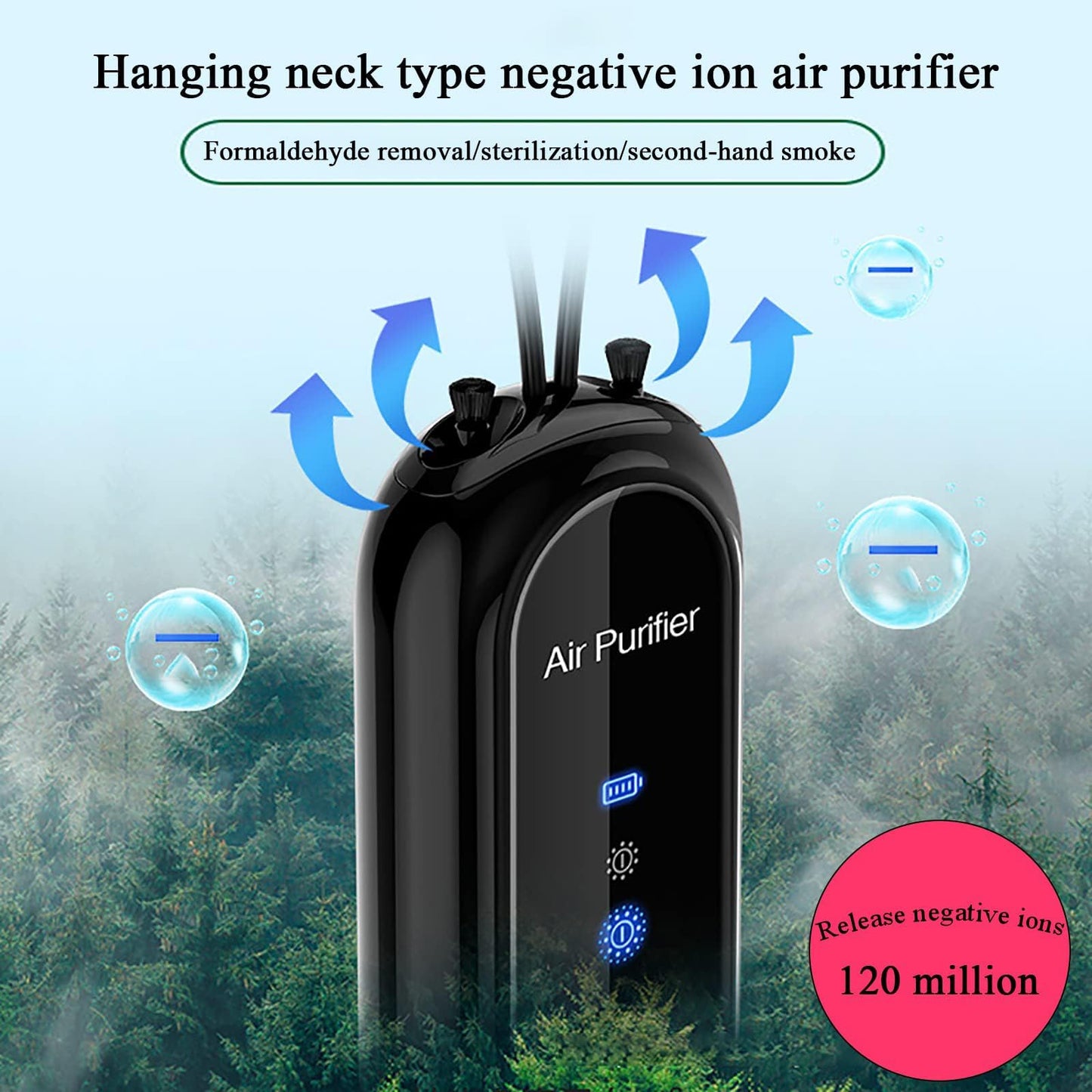 HAIEGACR S25 Pro Wearable Air Necklace, Personal Air Necklace Around The Neck, Travel Size Air Necklace?Black?