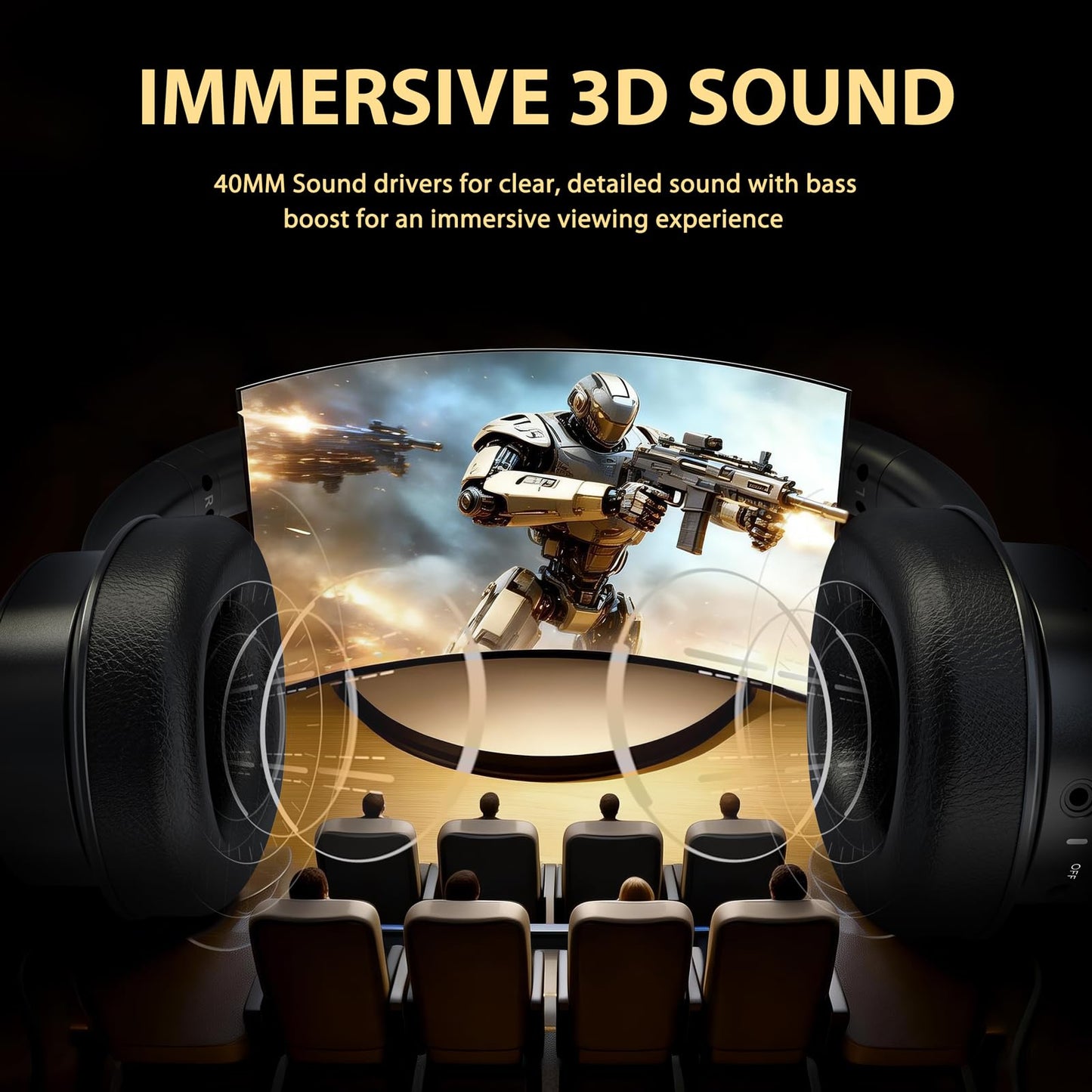 Wireless Headphones for TV, TV Headphones Wireless for Senior with Digital Optical RCA AUX 3.5 MM Transmitter Charging Dock, Over Ear Headphones