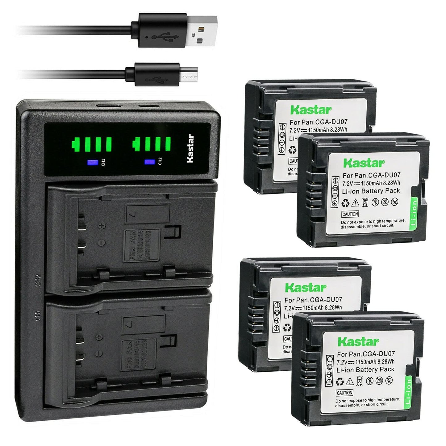 Kastar 4-Pack Battery and LTD2 USB Charger Compatible with Hitachi DZ-BX35, DZ-BX35A, DZ-BX35E, DZ-BX37E, DZ-M5000V5, DZ-M7000V5, DZ-M8000V6, DZ-GX20