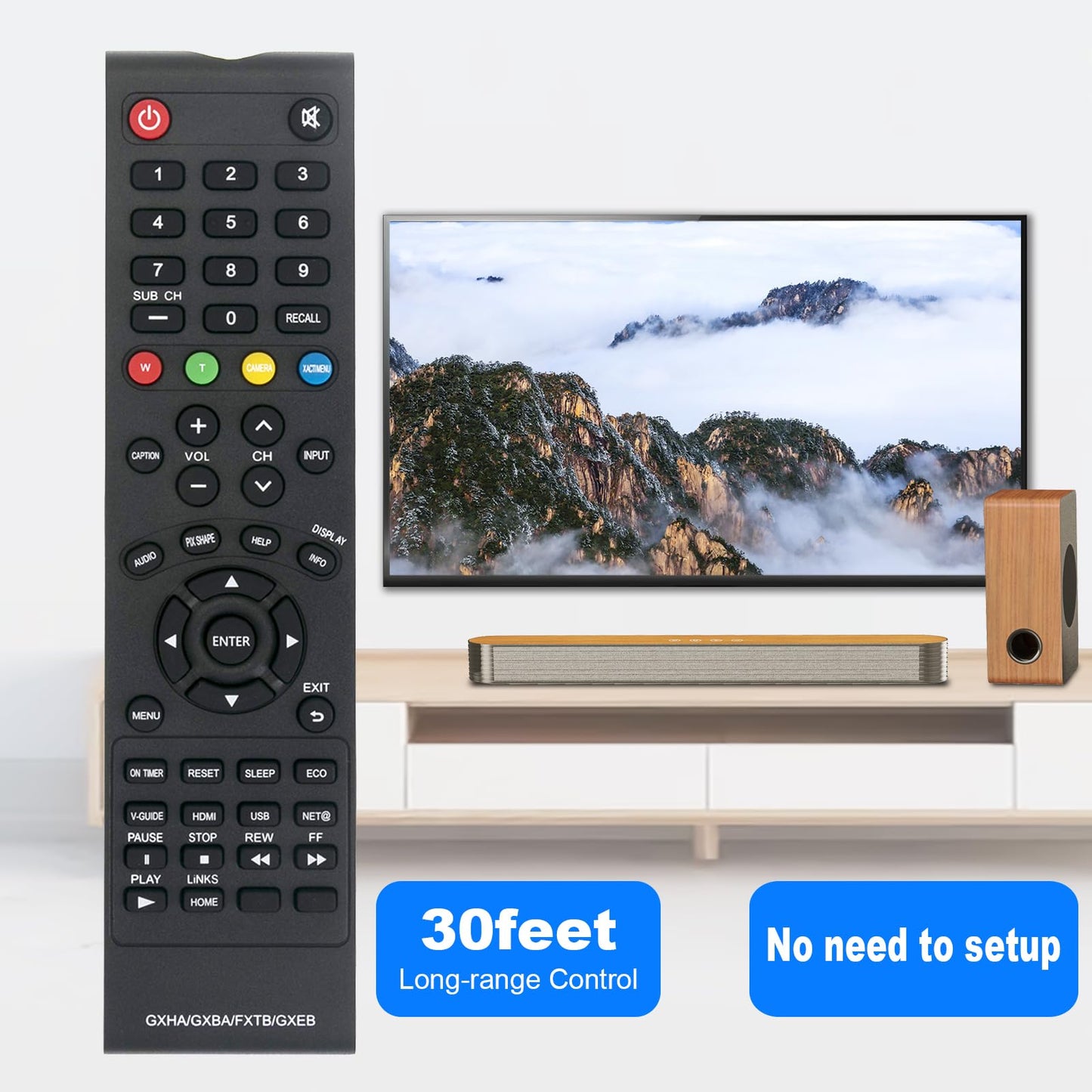 GXHA GXBA FXTB GXEB Replaced Remote fit for Sanyo TV FVD5833 DP50843 DP58D33 DS24425 DS27225 DS27425 DS32225 VM2751 AVM2751S CLT-1554 CLT2054 DS19310