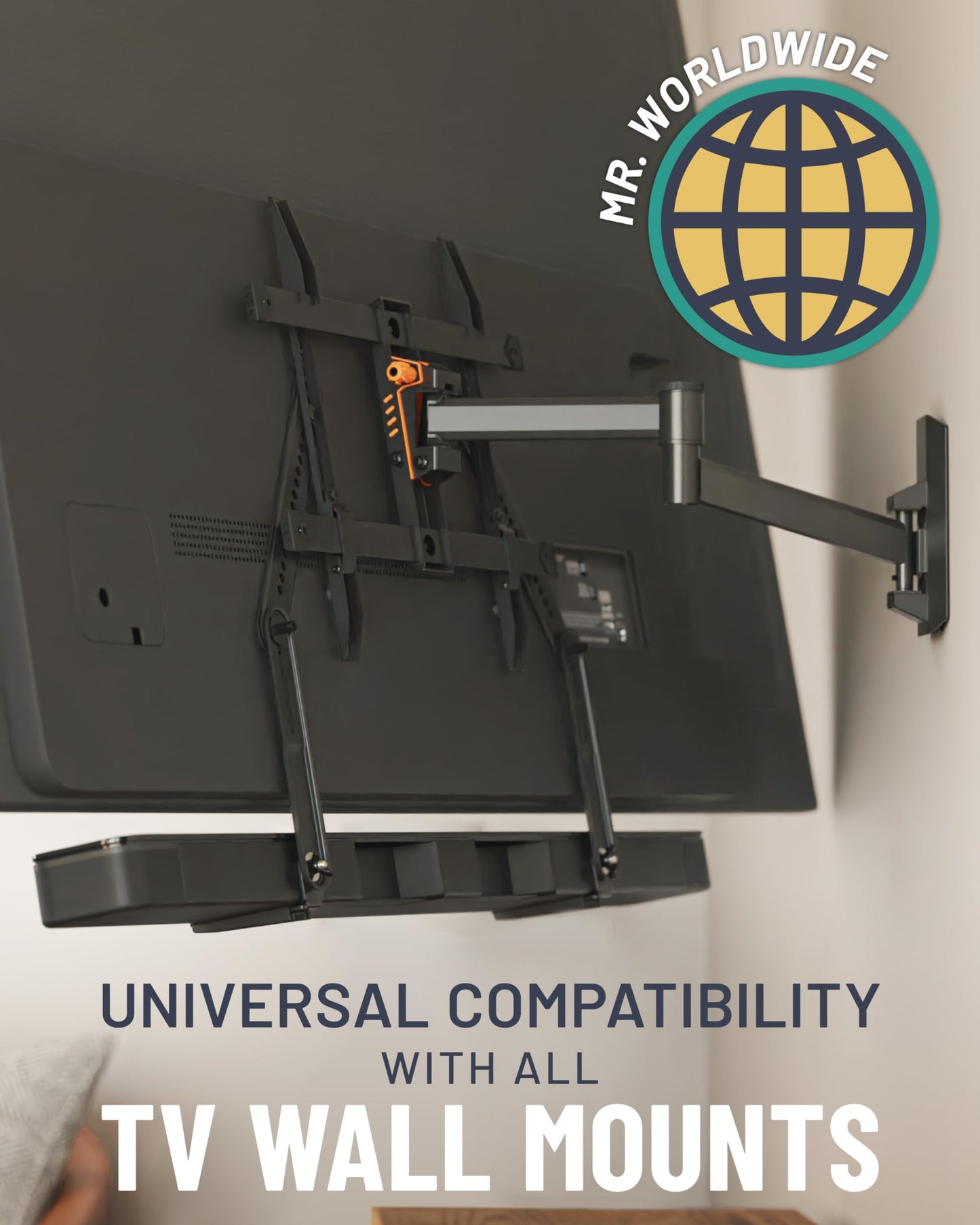 ECHOGEAR Sound Bar Mounting Brackets for TVs - Adjust Height & Depth for Maximum Compatibility Between Your TV & Soundbar - Works with with LG, Vizio