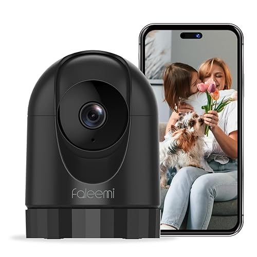 faleemi 2K Pan/Tilt Indoor WiFi Security Camera with Motion Detection & Auto Tracking, Night Vision, 2-Way Audio, Siren, SD/Cloud Storage (2, Black)