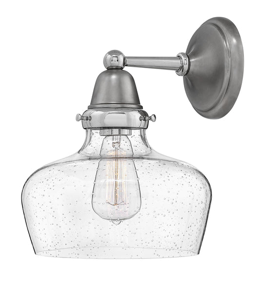 Hinkley Academy 67002EN 12.5" One Light Wall Sconce - 1-10w Med. LED Bulb Required, Clear Seeded School House Glass - English Nickel